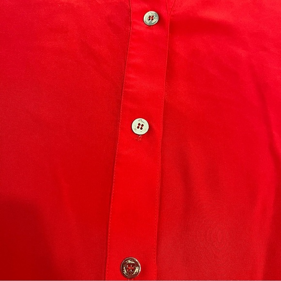 Trina Turk 100% silk red button down blouse no size tag measures large - Picture 3 of 12